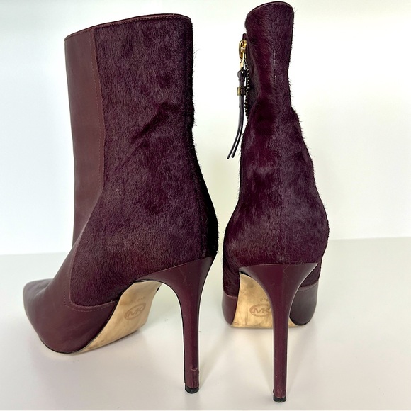 MICHAEL KORS Dawson Stiletto Ankle Boot Size 8 Burgundy Minimalist - Picture 8 of 13